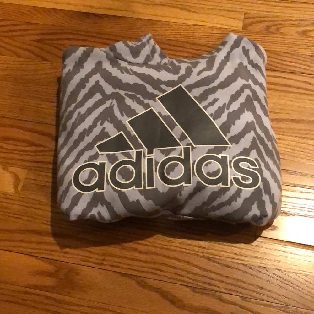 Adidas’s gray and purple hoodie zebra striped size girls medium